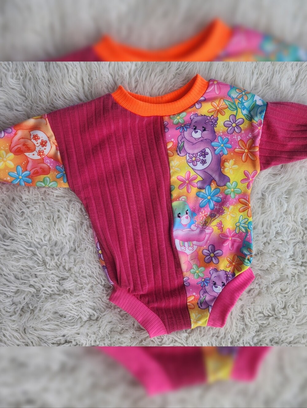 Carebear Romper Sweater Romper Snap Closure 0/3 M Handmade Rainbow Baby Romper